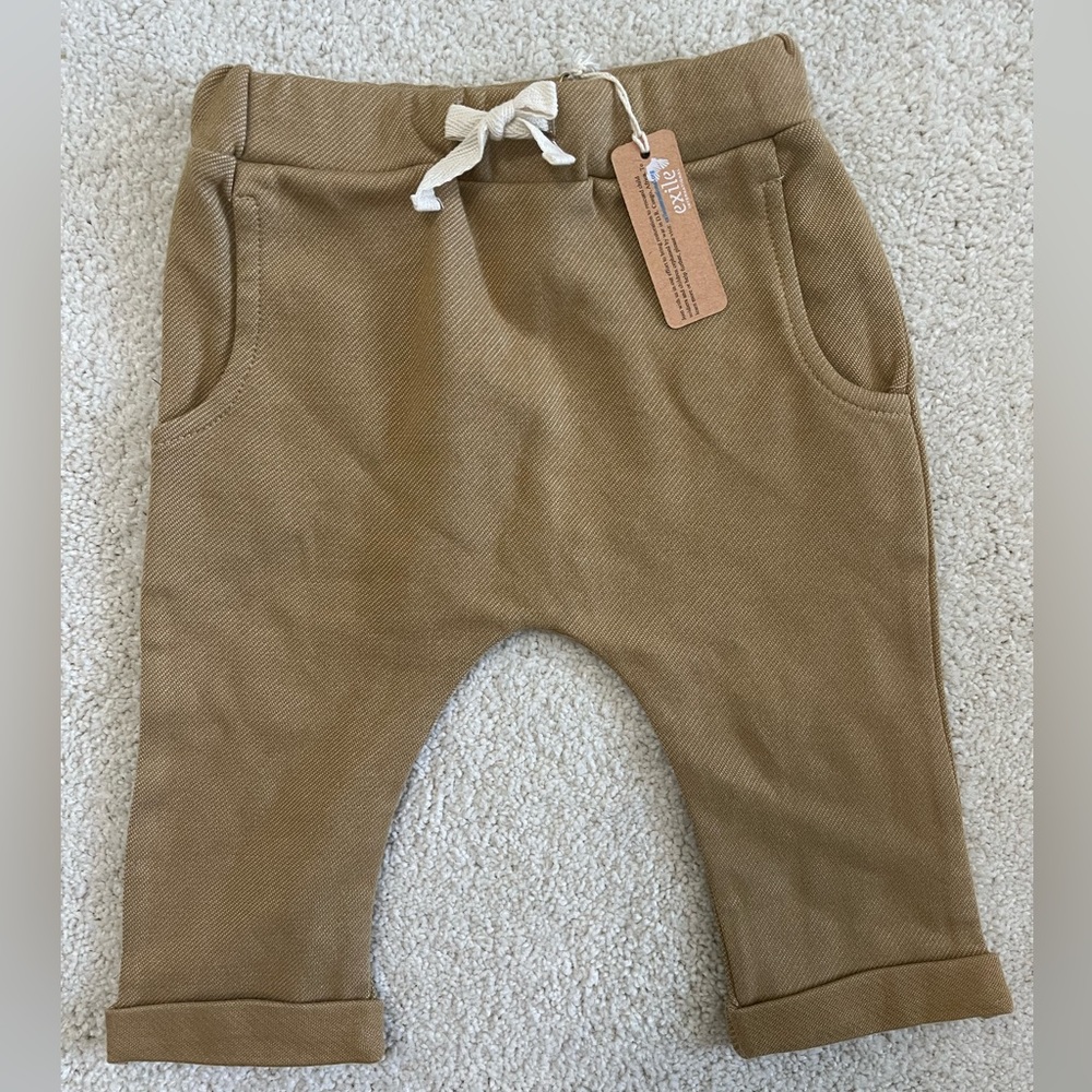 Milkbarn 3-6 mo baby boy pants Khaki Tan Boutique NWT